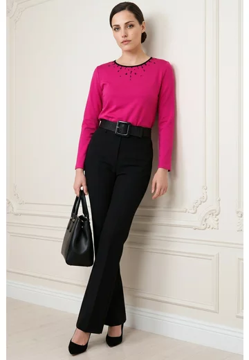 Bluza eleganta roz fucsia cu explozie de strasuri