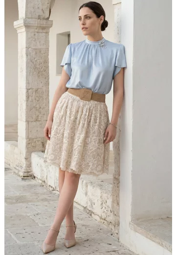 Bluza eleganta topaz din voal glittery