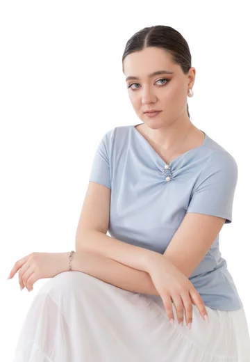 Bluza  eleganta topaz sparkle cu drapaj