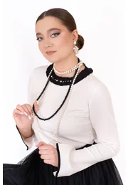 Bluza eleganta twilight pleats cu perlute discrete