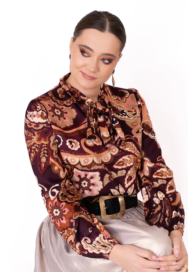 Bluza eleganta vintage paisley din vascoza imprimata