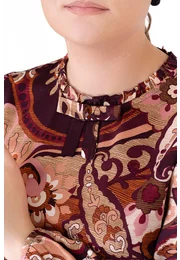 Bluza eleganta vintage paisley din vascoza imprimata decorata cu fundita