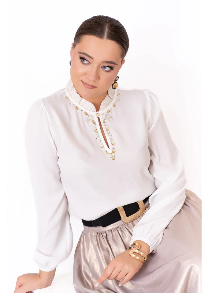 Bluza gold poem din vascoza cu accente fine aurii