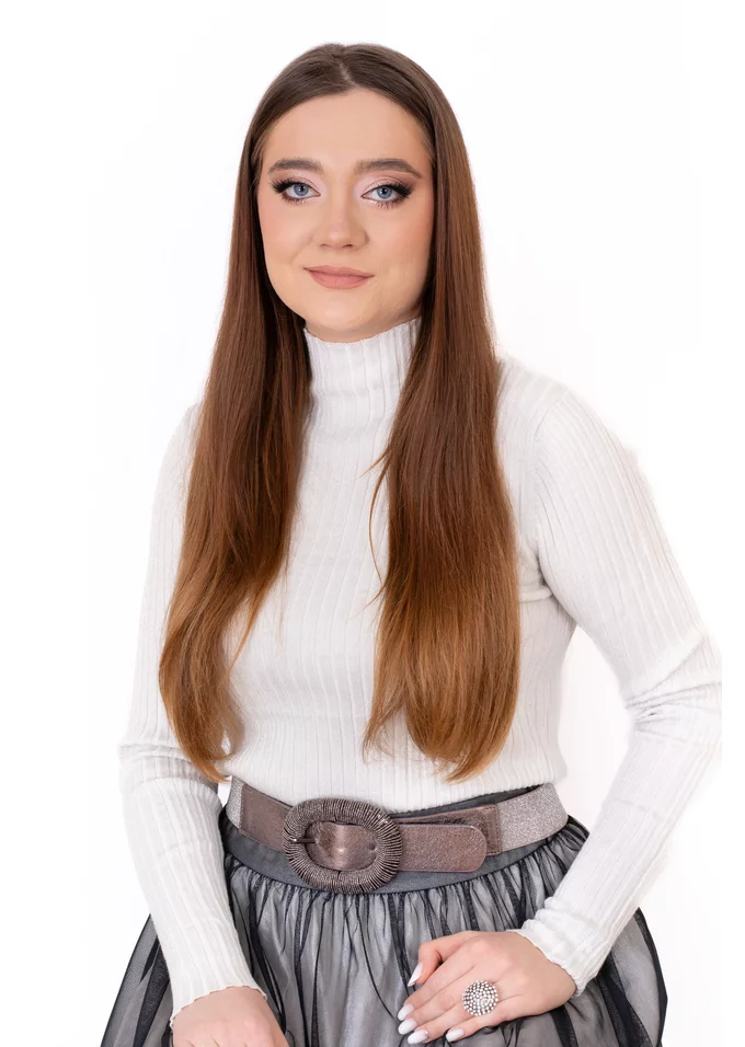 Bluza ivory cu semigat si fir lurex