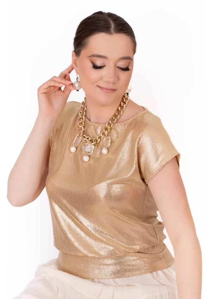 Bluza liquid gold din jerse peliculizat