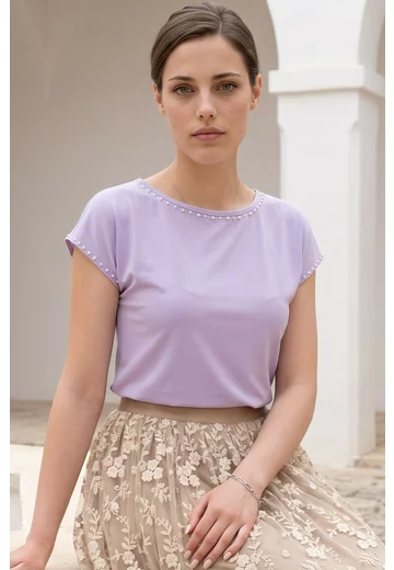 Bluza mov lavanda tip chimono eleganta din jerse fin