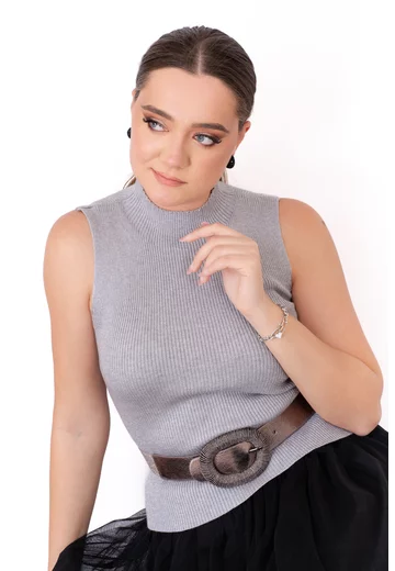 Bluza peliculizata argintiu  fara maneci