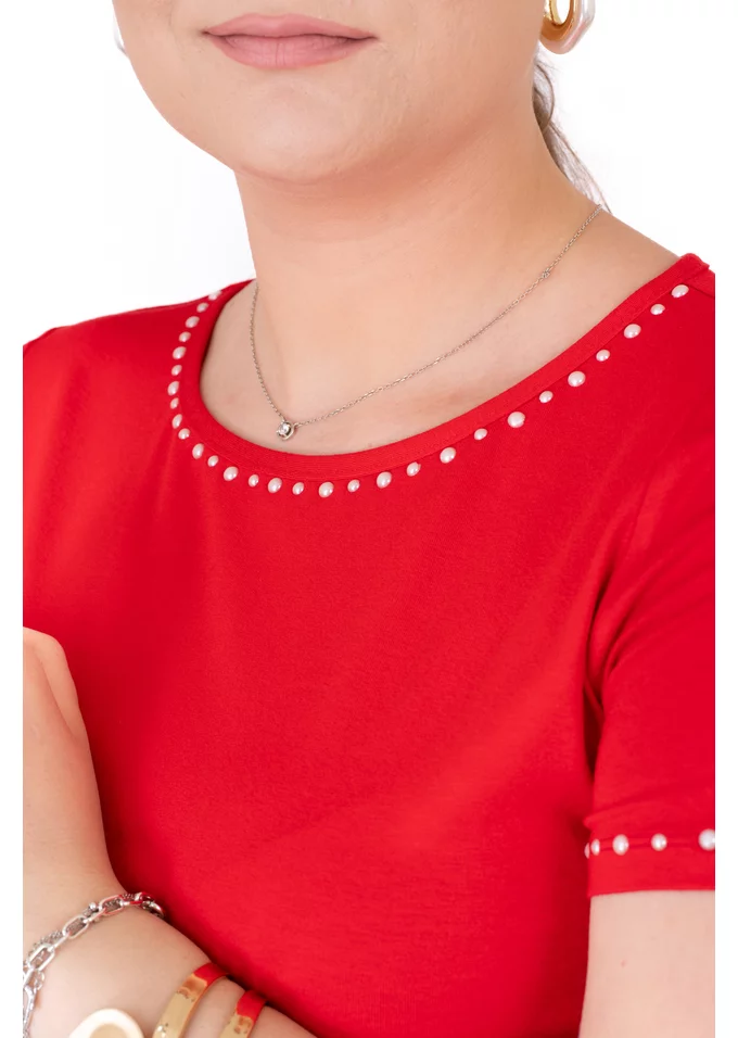 Bluza red currant accesorizata cu perle