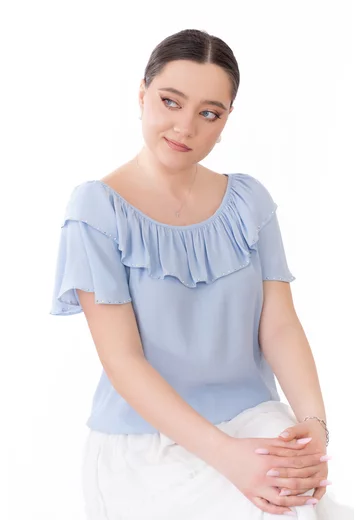 Bluza romatica sparkle ruffles din vascoza