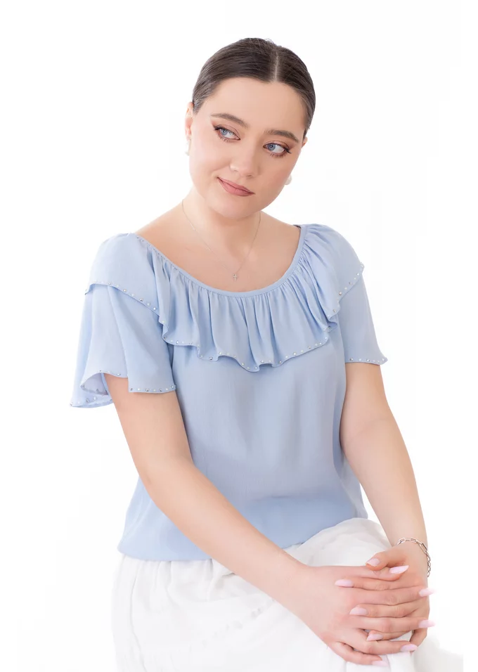 Bluza romatica sparkle ruffles din vascoza