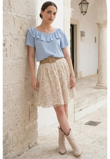 Bluza romatica sparkle ruffles din vascoza