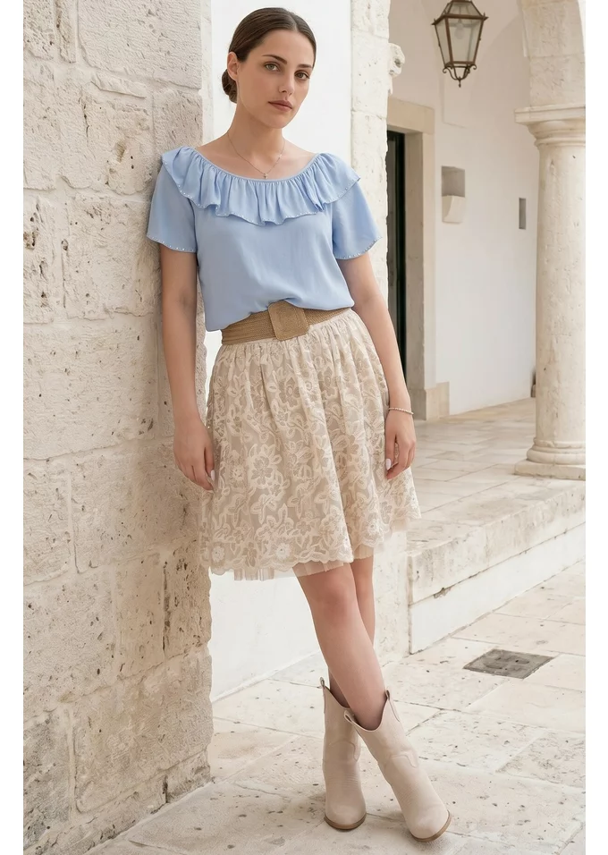 Bluza romatica sparkle ruffles din vascoza