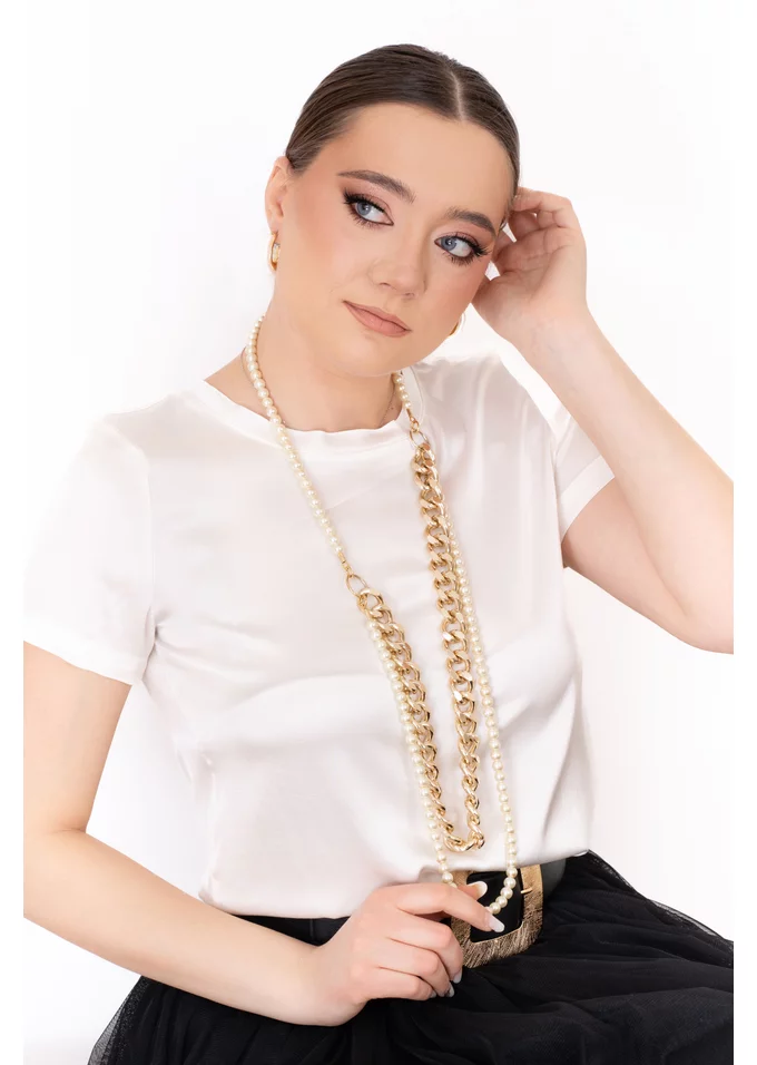 Bluza satinata alba