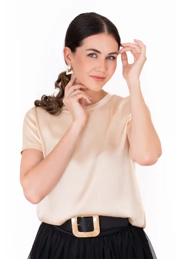 Bluza satinata crem galbui
