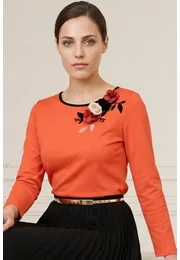 Bluza scarlet grace din jerse decorata cu flori
