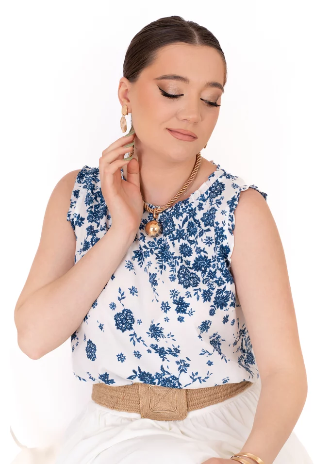 Bluza summer light din vascoza florala bleo cream