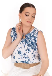 Bluza summer light din vascoza florala bleo cream