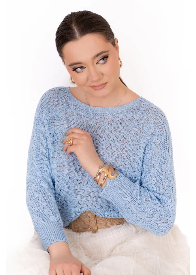 Bluza tricotata casual albastru deschis