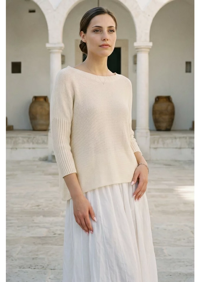 Bluza tricotata cu detalii fine galben