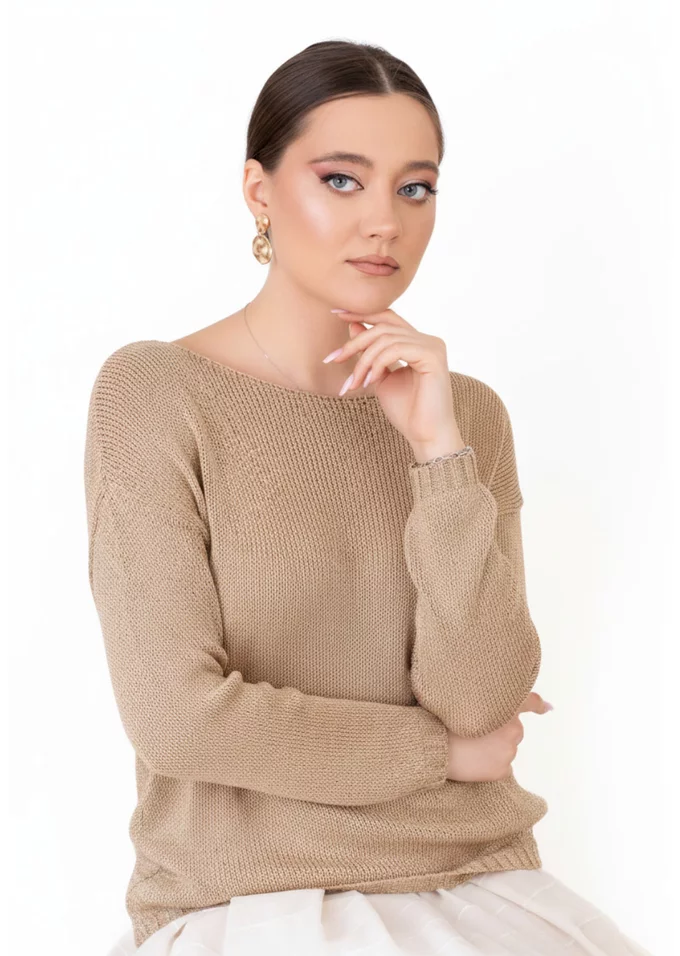 Bluza tricotata cu fir lurex gold