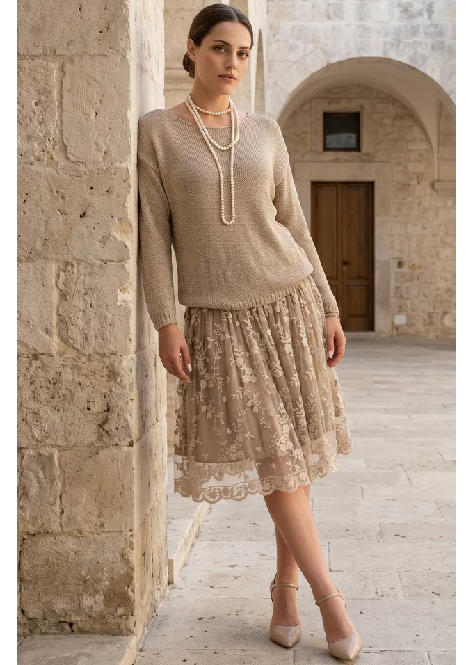 Bluza tricotata cu fir lurex gold