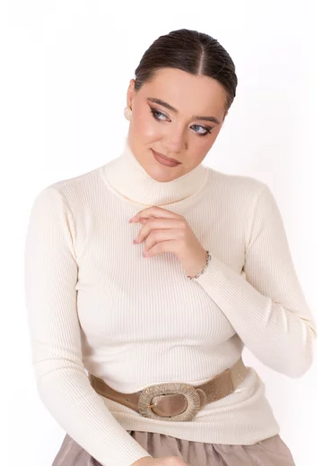 Bluza tricotata tip maleta ivory