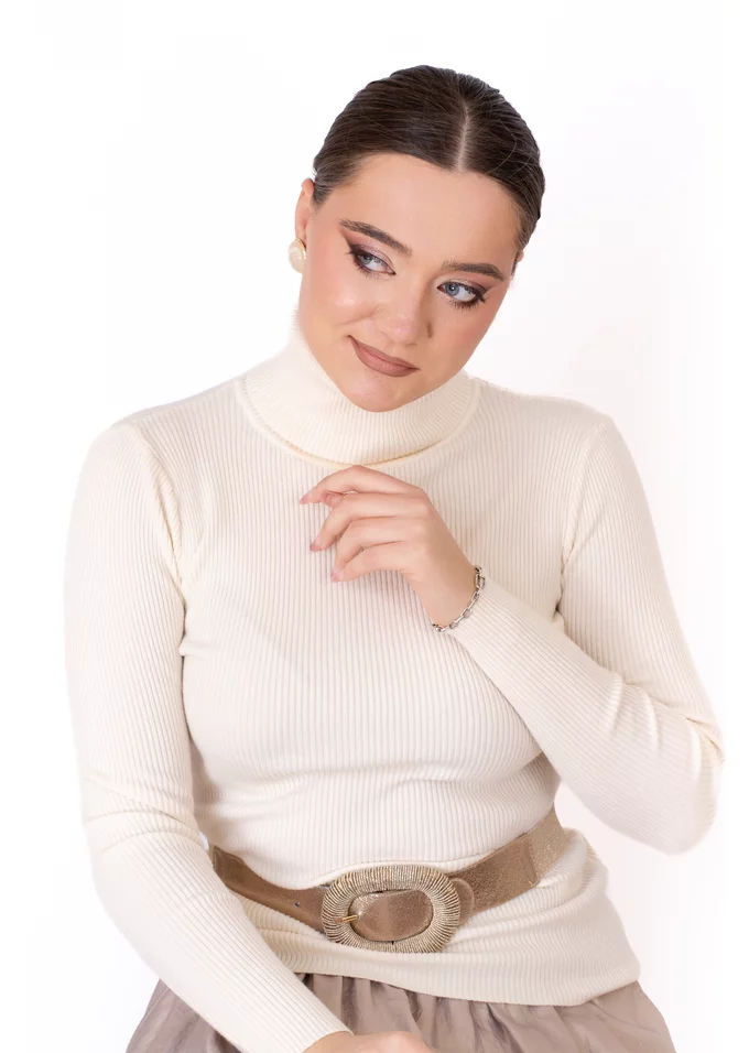 Bluza tricotata tip maleta ivory