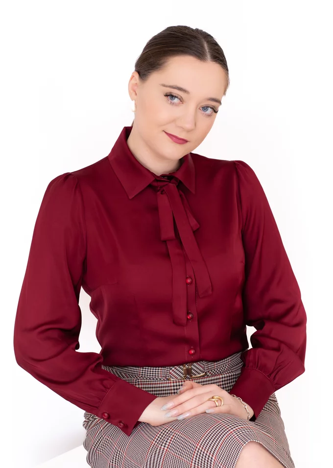 Camasa eleganta burghundy chic din vascoza satinata