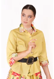 Camasa eleganta lemon yellow cu imprimeu floral