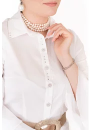 Camasa eleganta ruffles din poplin elastic