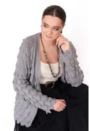 Cardigan gray  waffle tricotat