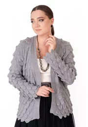Cardigan gray  waffle tricotat