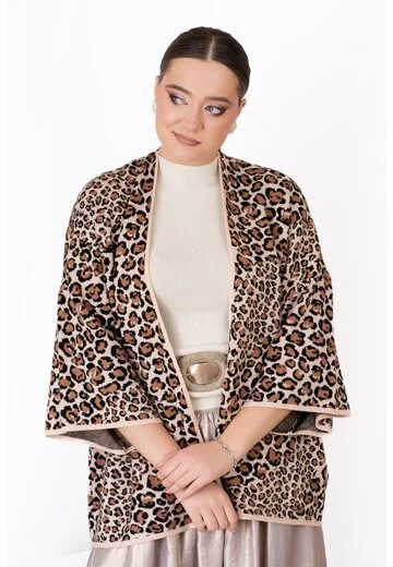 Cardigan tricotat animal print
