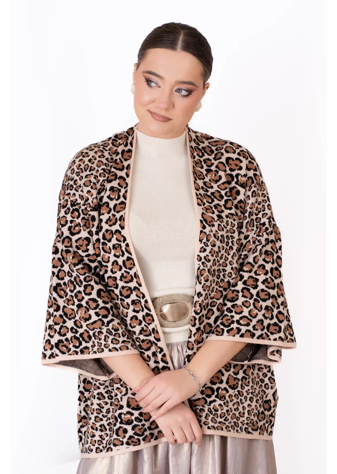 Cardigan tricotat animal print