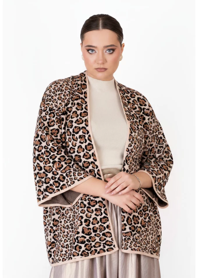 Cardigan tricotat animal print