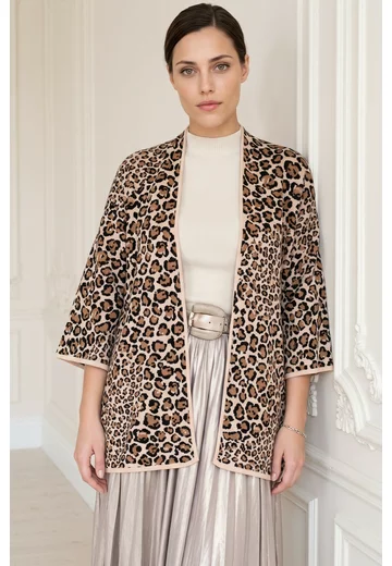 Cardigan tricotat animal print