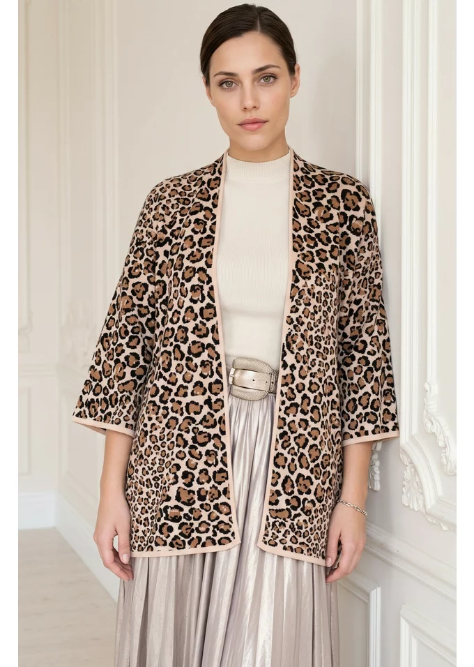 Cardigan tricotat animal print
