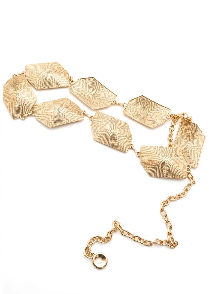 Centura metalica tip lant cu model reliefat