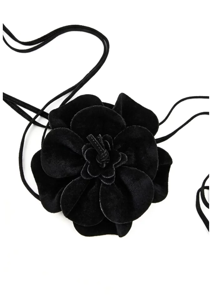 Centura subtire neagra cu floare