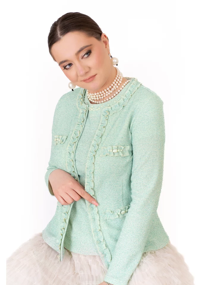 Compleu format din jerseu  si bluza fara maneci minty elegance