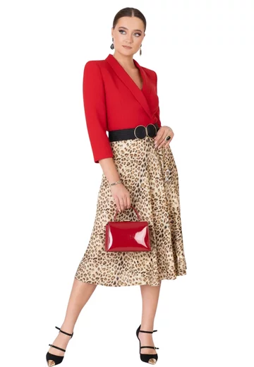 Fusta amour animal print din vascoza satinata