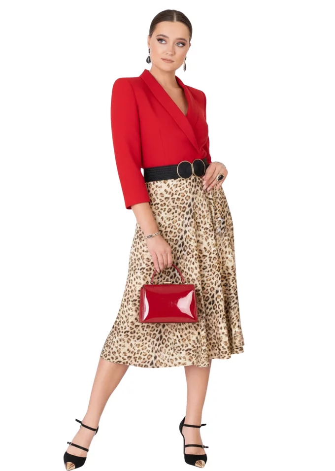 Fusta amour animal print din vascoza satinata