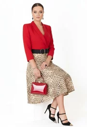 Fusta amour animal print din vascoza satinata
