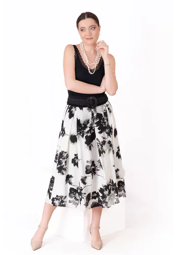 Fusta black rose din vascoza fina creponata
