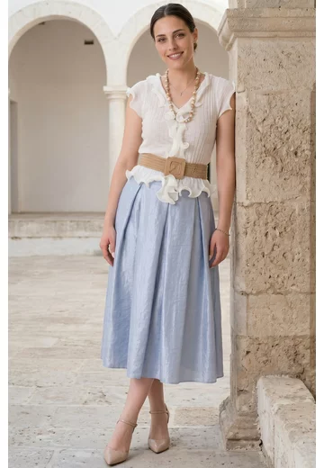 Fusta blue sky din organza satinata