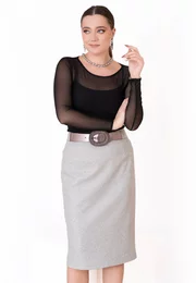 Fusta clasica stylish conica din lana gri