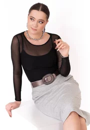 Fusta clasica stylish conica din lana gri