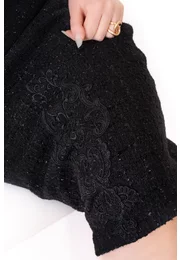Fusta conica din lana neagra decorata cu broderie
