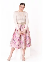 Fusta din brocard floral vintage amour