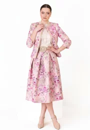 Fusta din brocard floral vintage amour